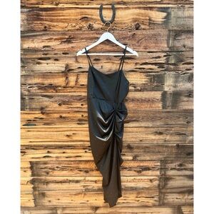 UNBRANDED | Black Ruched High Waisted Sleeveless Sparkly Glitter Party Dress 2X